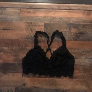 Aerie black lace criss cross bralette